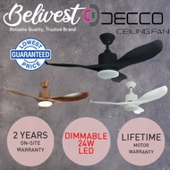 DECCO Adelaide DC Motor Ceiling Fan With LED- 3 Blades 42,52 inch - DIMMABLE LED