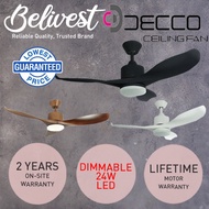 (CLIMATE VOUCHER) DECCO Adelaide DC Motor Ceiling Fan With LED- 3 Blades 42,52 inch - DIMMABLE LED