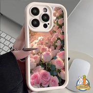 Infinix Hot 40 Pro 30i 30 Play Infinix Note 30 VIP Smart 7 8 Note 12 Turbo G96 Creative Romantic Pink Roses Phone Case Thickened Protector Anti Drop Soft Cover