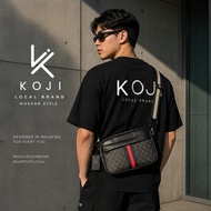 🇲🇾KOJI🇲🇾 Men's Pattern Retro Casual Shoulder Bag Trendy Matte Leather Messenger Bag Personality Fash