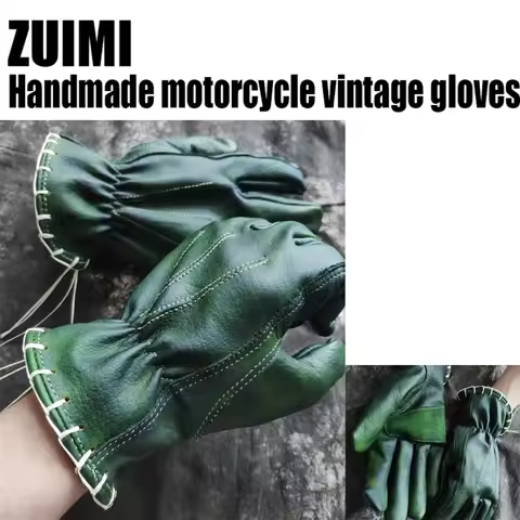 Genuine Leather Motorcycle Gloves Retro Motocross Vintage Riding Biker Moto Gloves Motorbike Full Fi