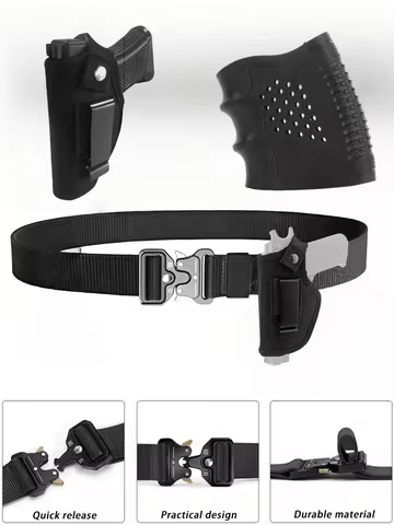 3-piece outdoor sports tactical belt/fitness belt with hunting holster - G19G17G18M4 soft rubber hol
