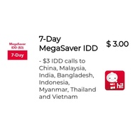 Singtel Prepaid $3 MegaSaver IDD (7 Days) Top Up / Renew / Recharge