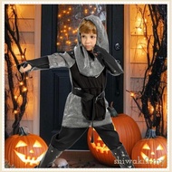 [ShiwakibcMY] Knight Costume for Kids Medieval Boys Costume Cosplay Set with Accessories Polyester S