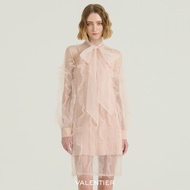 [VALENTIER] SS24 RUFFLED TULLE MINI DRESS เสื้อผ้าผู้หญิง ชุดเดรส ชุดเดรสแขนยาว เดรสออกงาน