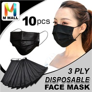 M MALL 50 pieces / 10 pieces BLACK FACE MASK Disposable Face Mask 3Ply Face Mouth Mask Filter