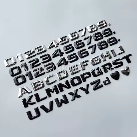DIY 3D Sharp Letters Numbers Full Alphabat Nameplate Logo Trunk Badge Sticker I Love Any Cars Black 