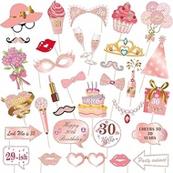 Pack of 33 Photo Box Accessories Birthday 30th Birthday Decoration Photo Props Rose Gold Table Decor
