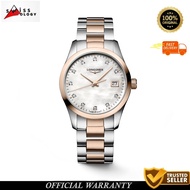 LONGINES CONQUEST CLASSIC L23863877 Quartz watch 34MM stainless steel and red pvd coating women watc