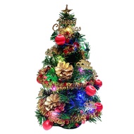 [特價]摩達客 台製1尺聖誕樹+紅金松果色系+LED20燈銅線燈-彩光/USB電池兩用充電