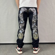 Evisu Evisu Straight Jeans Men Loose Embroidered Trousers