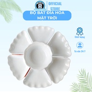 Sun Flower Dinnerware Set, White Durable Plastic Ancestor Offering Dinnerware Set, Large Size - DABI