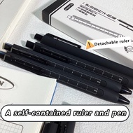 Ins Gel Pen Black Pen With Ruler / Multi-functional Press Pen Ballpoint Pen / ST Gourd Tip Pen Tip / Student Stationery Office School Supplies Refill 0.5mm