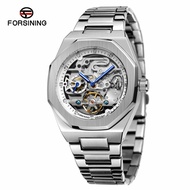 Jam tangan pria Mewah FORSINING AUTOMATIC FS-8202 Rantai Silver Blue Original