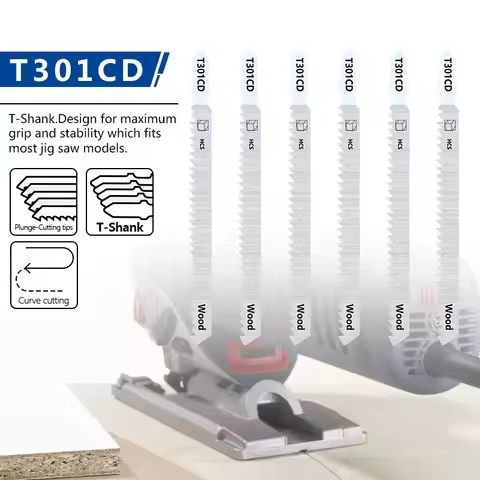 1PC T301CD Jig Saw Blade HCS Jigsaw Blades T Shank Wood Cutting Blades Power Tool Reciprocating Saw 