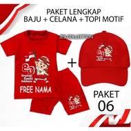 MERAH Red and White Shirt for Girls and Boys 80th Garuda August T-Shirt for Girls Independence Suit 