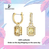 ♈Swarovski♈ 5641169 Millenia octagonal yellow crystal dangling earrings gold plated (with genuine pa