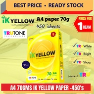 PUTIH Ik Yellow 70gsm A4 Paper - 450'S/Indah Tips/A4 White Paper/White Paper/A4 Paper 70gsm