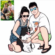 Customised Digital Illustration Gift Photos Drawing Portrait Birthday Couple Present Wedding Style1 