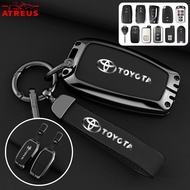 Toyota Car Key Case Zinc Alloy Black Leather Key Cover Full Wrap Cover Smart Key Case Anti-fall Prot