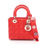 【二手】迪奧手提包，LADY DIOR MY ABCDIOR，Lady Dior 小號 Cannage 兩用RED皮革款，Lady Dior Cannage 兩用小號托特包