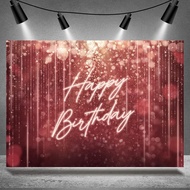 Happy Birthday Party Banner Backdrop Bokeh Spots Rose Gold Burgundy Glitter Photo Background Women G
