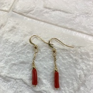 Italian long bamboo coral 10k gold earrings