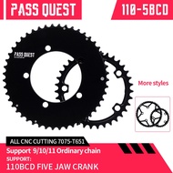 PASS QUEST 110 bcd chainring 5 bolt 2X AERO Round Road/Gravel/Folding bicycle chainring 46-33T 48-35