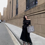 TW French Hepburn Style High-End Sense One-Shoulder Dress Women 2025 New Style Temperament Long-Slee