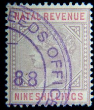 英屬納塔爾印花稅票-1888年英屬納塔爾英女皇維多利亞像9先令印花稅票