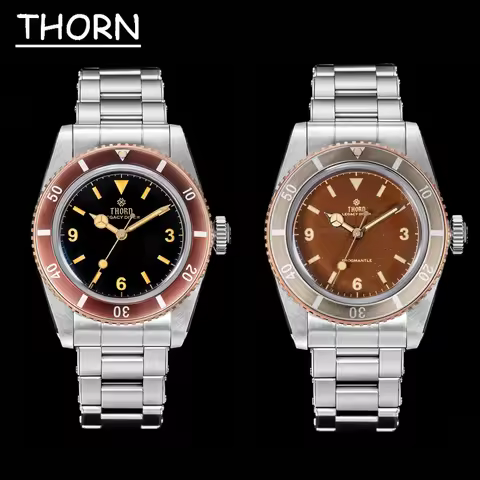 Thorn T028 Bronze Dive Watch PT5000 Automatic Movement Mechanical Watches Aluminum Bezel Sapphire 37