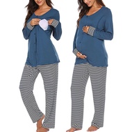 89I Maternity Nursing Pajama Set For Women Long Sleeves Breastfeeding Sleepwear Hospital Pregn jnq