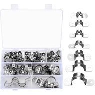 90 Pcs Two Hole Strap U Clamp,Pipe Strap U Bracket Clamp, Stainless Steel Rigid Pipe Strap U Bracket