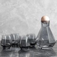 Laguna Glass Carafe and Cups Set - Smoke Gray / Peralatan Minum Set