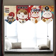 Lucky Cat Triangle Flag Gate Curtain Hanging Curtain Japanese Short Curtain Restaurant Kitchen Decor