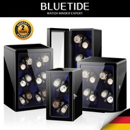 BLUETIDE【Battery】Watch Winder Box Automatic 2/4/6/8/12 slot Wooden watch box storage With key lock w