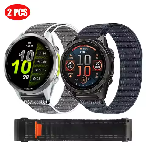 2pcs 26/22mm Nylon Loop Strap for Garmin Descent Mk3i Watch Band Forerunner 970 965/Fenix 8 E 7X 6X/