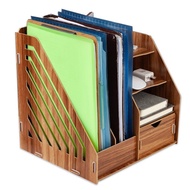 Creative Desktop Wooden Book Information Rack File Rack Storage Box Supplies Bookshelf Shelf Office 