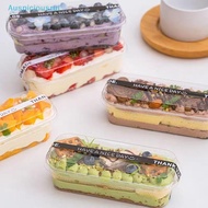 Auspiciousrui 50Pcs Clear Rectangle Dessert Container 280ml Rectangle Cake Container Loaf Deli Conta