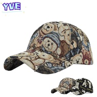 YVE Cute Bear Baseball Cap, Cotton Cartoon Unisex-Teens Caps, Fashion Little Bear Print Bear Print D
