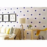 Wallpaper Dinding Foam 3d Motif Batik Biru