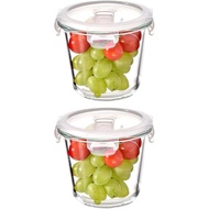 24 Oz Round Glass Food Storage Container set, 3 Cup Round Glass Soup Container with Airtight Lids BP