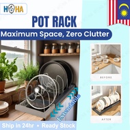 6 Slot Pot Adjustable Pot, Lid, Chopping Board Holder Stainless Steel Rack Pan Rak Perkakas Dapur