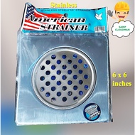☼✘✶American Stainless Strainer 6 x 6 inches Makapal Floor Drain Strainers with Basket Filter