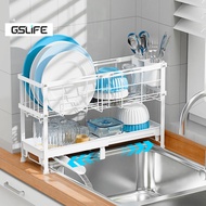 GSlife 2-Tier Extendable Dish drainer rack Kitchen Dish Rack Dish Storage Rack Plate