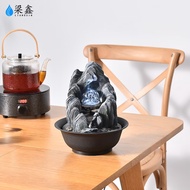S/💲Qikui Eight-Party Fortune Water Decoration Circular Fortune Feng Shui Ball Fountain Small Rockery Office Desktop Open
