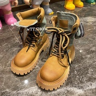 ZZBumblebee Dr. Martens Boots Women2023New Autumn New Authentic Leather British Style Retro Platform Worker Boots Ankle