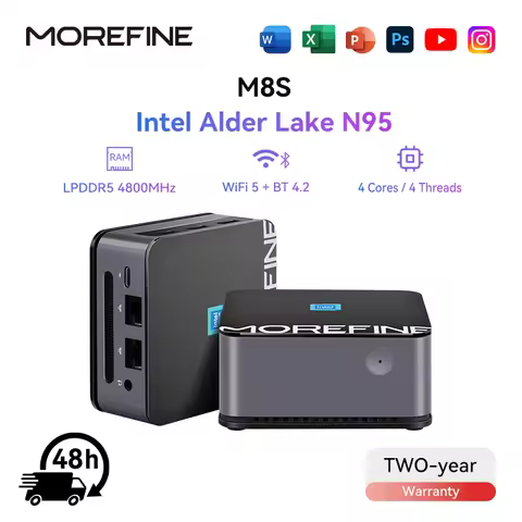 MOREFINE M8S Mini PC Windows11PRO Intel 12th Gen N95 LPDDR5 3.4MHz Ultra Compact Pocket Computer Dua