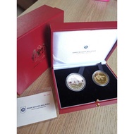 Malaysia Coin - 2010 50th Bunga Raya National Flower 1&10 Ringgit Proof Coins Set of 2 ( Siver & Nor