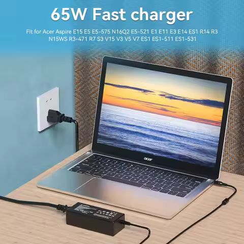 65W AC Charger for Acer Aspire 5/3/1 Series A315 A515 A314 V3 V5 V7 E1 E3 E5 E11 E14 E15 E17 ES1 F15